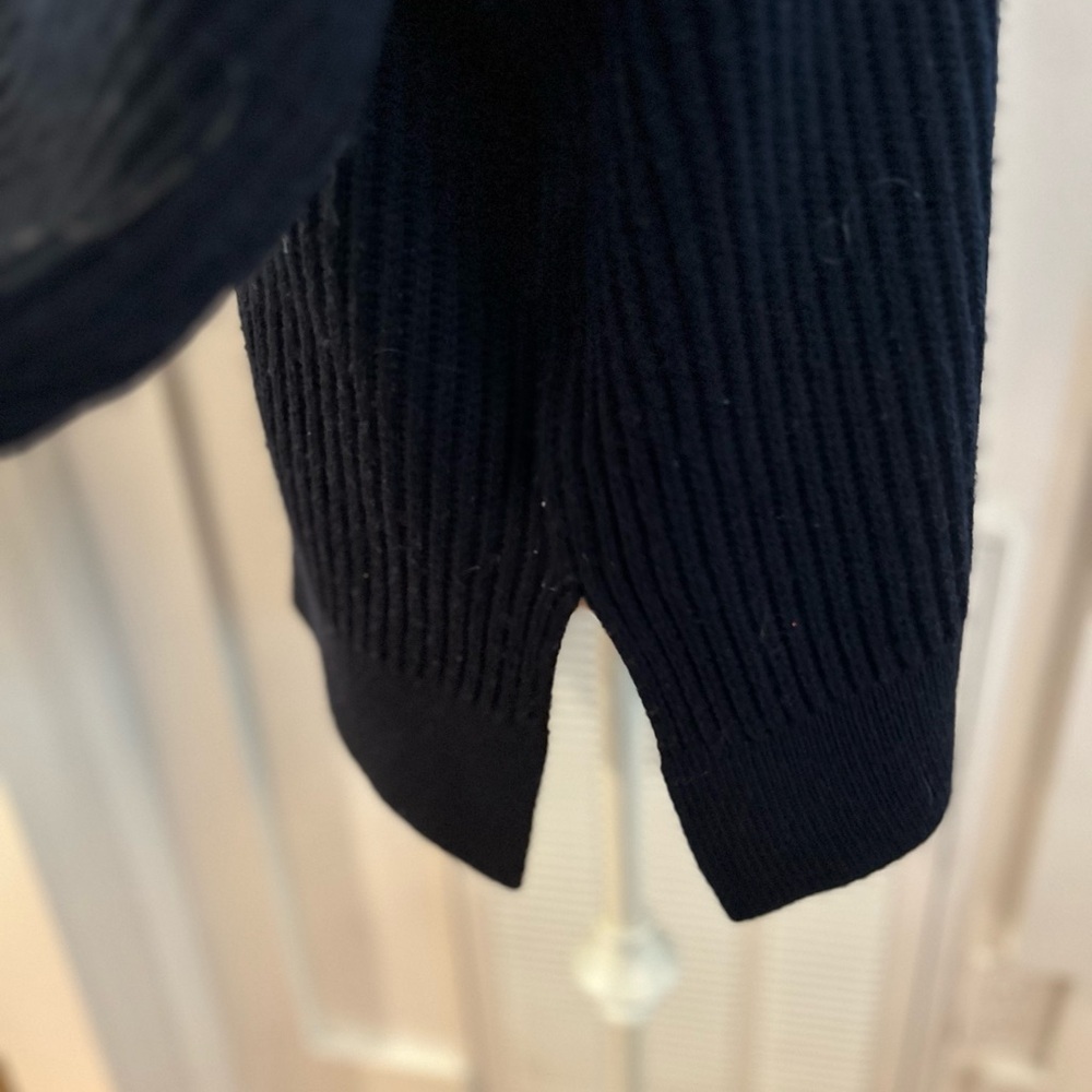 Ana X Pablo navy turtleneck wool sweater side slits oversized - Picture 4 of 7